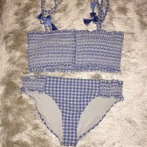 Anthropologie Red Carter Gingham Tassel Swimsuit